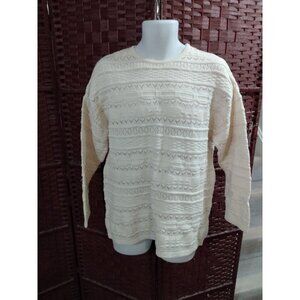 Vintage Women's United Colors Of Benetton Sweater Knit White Small 90s Cotton